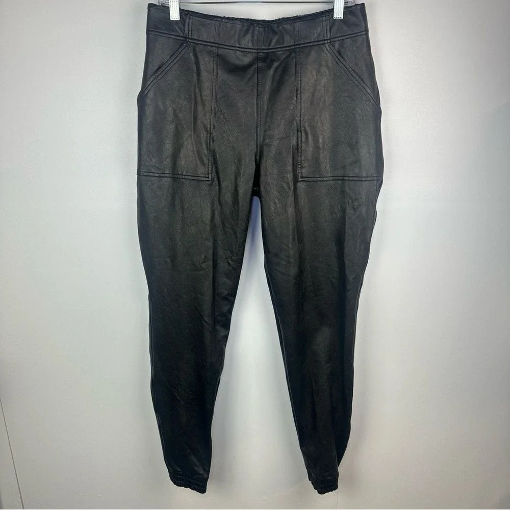 Spanx Leather Like Joggers Black Noir‎ Size XL Women's Spanx pants joggers